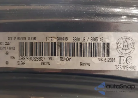 2016 Ram 1500 St from USA, damaged, VIN 1C6RR7FG8GS258637